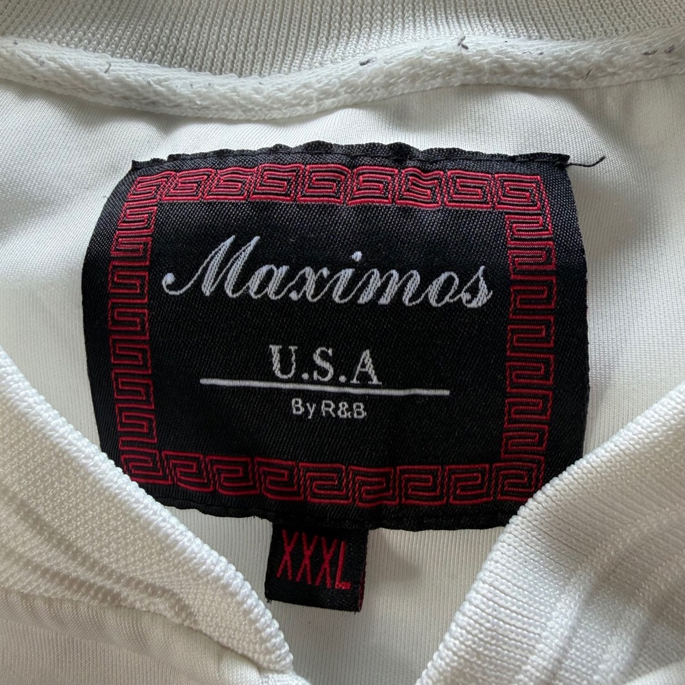 Rare comfy Maximos USA White Track Jacket Nike Logo Full Zip Bomber Mens XXXL - Picture 4 of 8